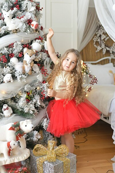 DUCA Svjetlucava suknja sa šljokicama Skraćeni kroj i pufnasta tutu suknja cr...