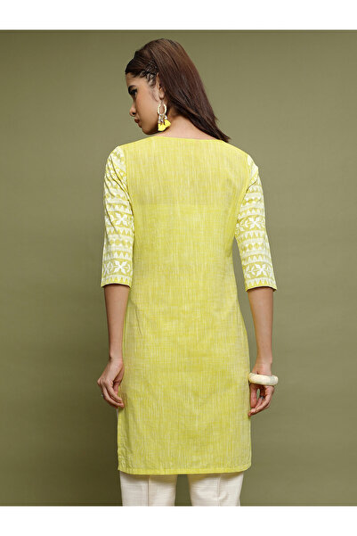 Vishudh By Styli Geometric Print 3/4 Sleeves Cotton Tunic