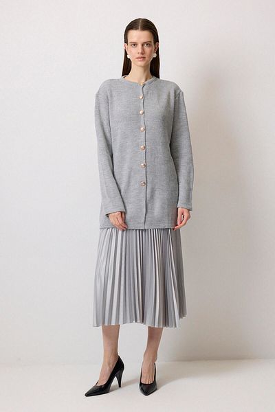 Touché Privé Gold Buttoned Long Cardigan