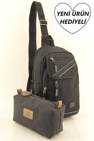 SEVENTEEN Black Gray Striped Unisex Crossbody Bag - Waterproof, with Strap (small Gift Bag)