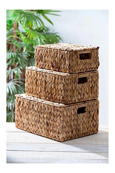 ACAR صندوق من القش بغطاء مزخرف ACR314، 3 قطع