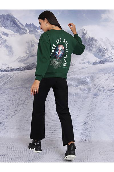 Tokyo Talkies By Styli Oversized Graphic Print Round Neck Sweatshirt