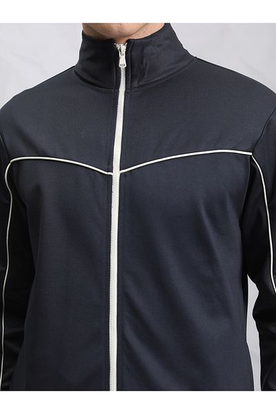 Highlander By Styli Contrast Piping Detail Zip-Up Sweatshirt