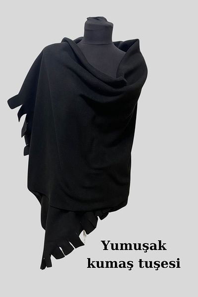 Seamoda Μαύρο Fleece Φουλάρι Μεγάλο Μέγεθος Shoulder Mother Wrap