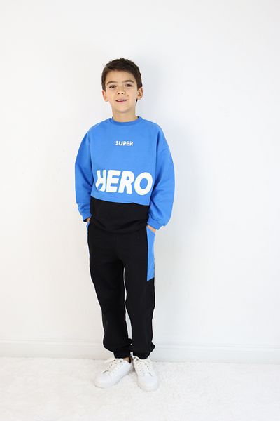 Pijamella Set de 2 piese pentru băiat, hanorac supradimensionat și pantaloni de trening cu talie elastică