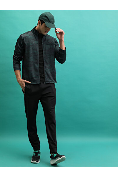 Highlander By Styli Camouflage Print High Neck Full Zip Sweatshirt