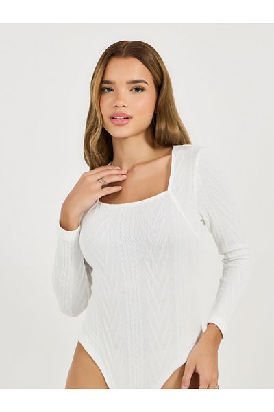 Styli Cable Knit Long Sleeves Bodysuit