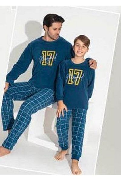 Tarık Set de pijamale calde de iarnă din țesătură fleece TARIK cu mânecă lungă FATHER-BLON (se vinde separat)