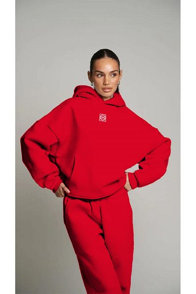 The Champ Clothing Red Unisex High Printed Hooded Kangaroo Pocket Oversize Hoodie
