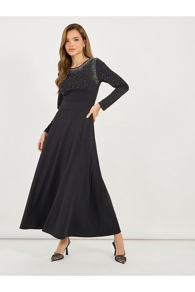Styli Embellished Long Sleeves A-Line Maxi Dress