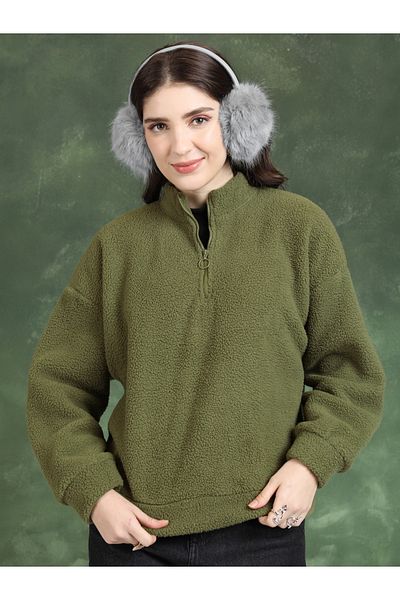 Tokyo Talkies By Styli Oversized Mock Collar Sweatshirt