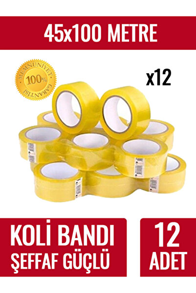 Fotografyabaskı 12 Adet Koli Bandı 45 Mm X 100 Mt Şeffaf Güçlü Yapışkanlı Kop...