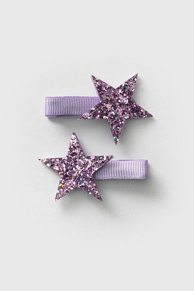 Magu Sequined Purple Star Double Girls' Clip Buckle