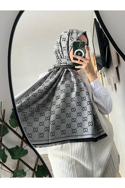 Merwiss Gray Double Sided Cashmere Shawl