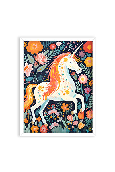 Peppy Rooms Doğal Ahşap Beyaz Çerçeveli Çocuk Odası Tablo İllüstrasyon Unicor...