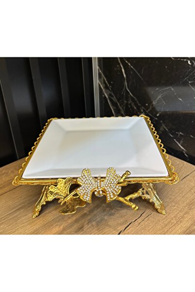 ZEKİ HEDİYELİK Taşlı Kelebekli Porselen Sunumluk