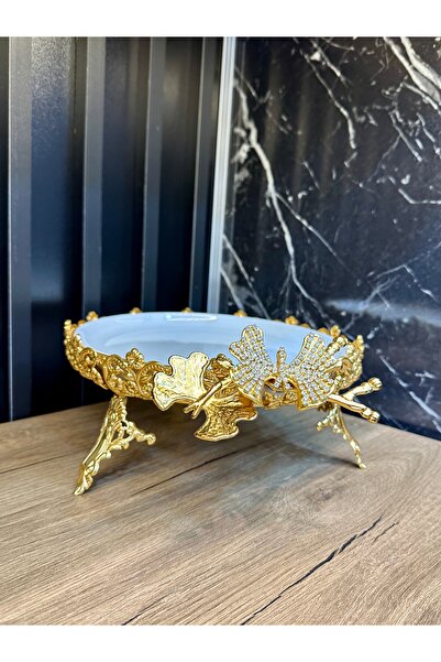 ZEKİ HEDİYELİK Taşlı Kelebekli Porselen Sunumluk