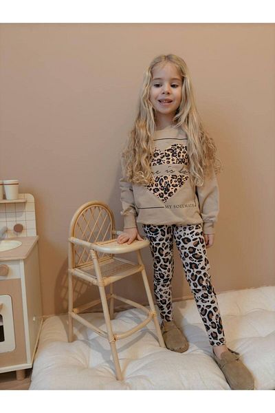 hira kids collection Комплект от горнище и долнище с леопардов принт за момиче