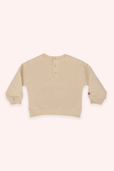 Panço Baby Boy Crew Neck Beige Sweatshirt with Pocket Detail