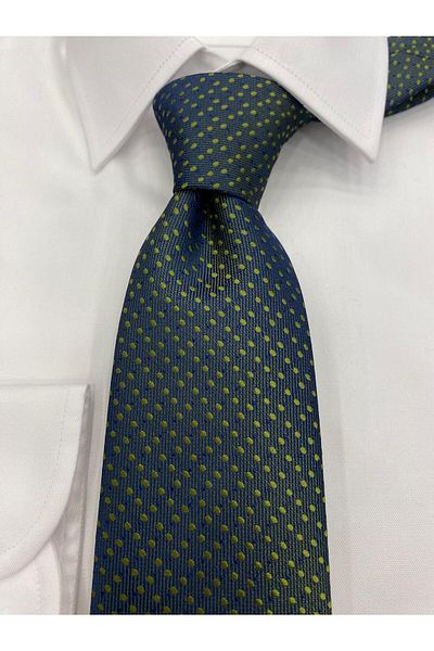 Cacharel WOVEN PATTERNED NAVY GREEN TIE