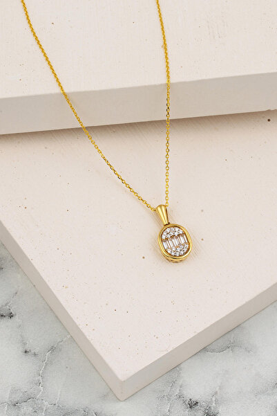 Bilezikci 14 Ayar Oval Baget Altın Kolye