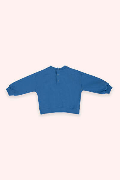 Panço Erkek Bebek Bisiklet Yaka Cep Detaylı Mavi Sweatshirt