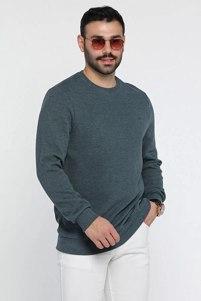MİSHAR İTALİA Hanorac pentru bărbați cu gât crew Petrol
