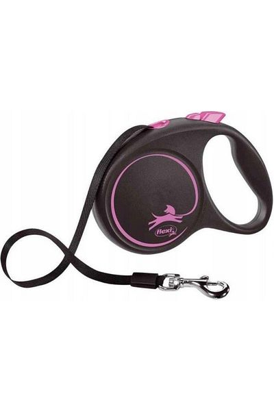 Doggie 5m Pink Medium Dog Walking Strip - Black Desing