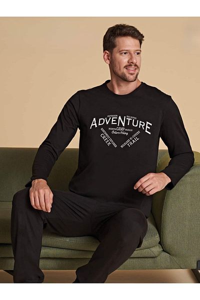 Over Sleep by Poleren Σετ πιτζάμες με μακρύ μανίκι Crew Neck Portugal Leg για άνδρες