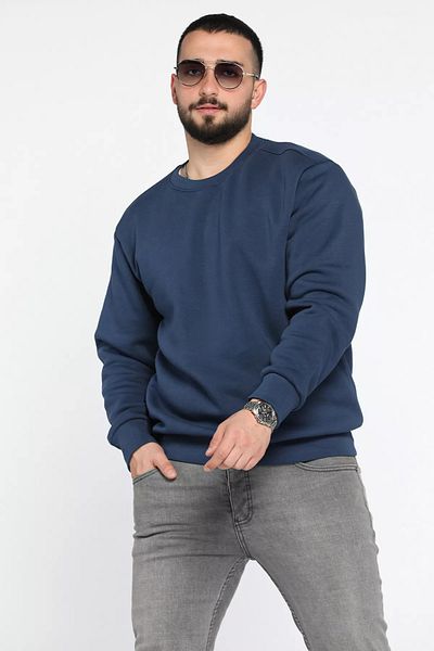 MİSHAR İTALİA Ανδρικό φούτερ με λαιμόκοψη Navy Blue
