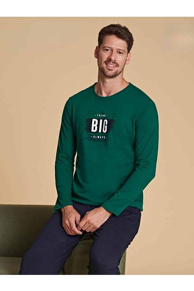 Over Sleep by Poleren Σετ πιτζάμες με μακρύ μανίκι Crew Neck Portugal Leg για άνδρες