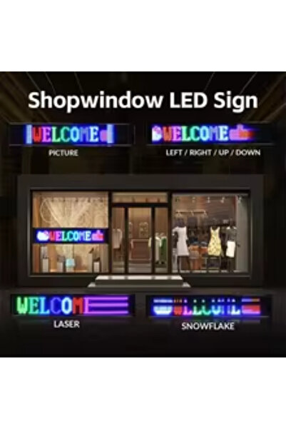NEFFO Esnek Katlanabilir Panel Led Cama Yapışır Uygulama İle Kontrol Dijital Tabela Kayar 90cm 16X64 LED