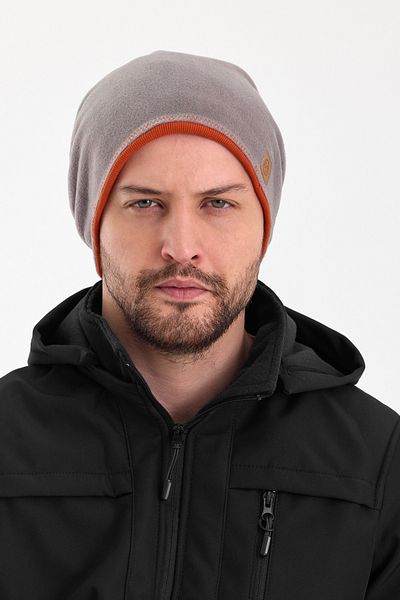Butikgiz Men's Fleece Gray Outer - Tile Cotton Inside, Double Color Layer Soft Beanie