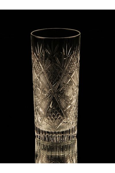 CHANZA HOME Set of 6 Crystal Cutting Decor Raccoon Glass Lemonade Glass Handcrafted Glasses
