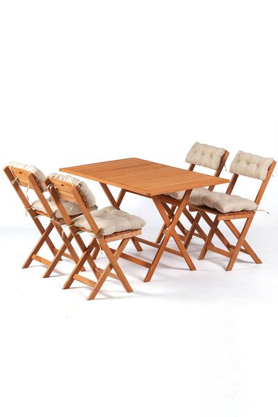 Meya Dekor 4+1 Minderli Balkon Bahçe Mutfak Bistro Set Katlanır Masa-sandalye 120x70