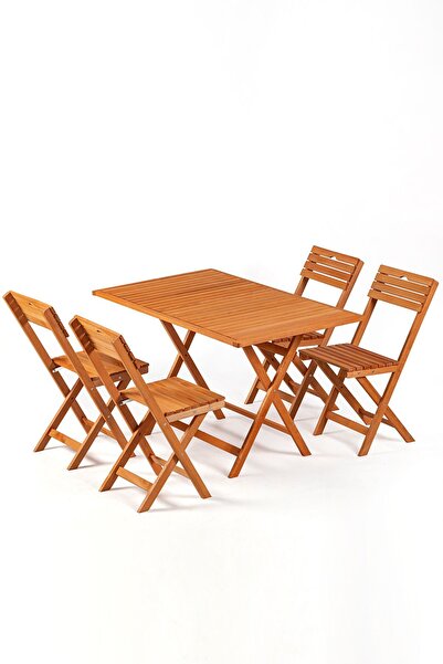 Meya Dekor 4+1 Minderli Balkon Bahçe Mutfak Bistro Set Katlanır Masa-sandalye 120x70