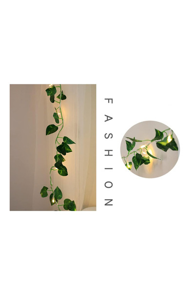 NAHAMİS TRADE Yapay sarmaşık 230 cm  ve 3 metre sarı pilli led yeşil yaprakla...