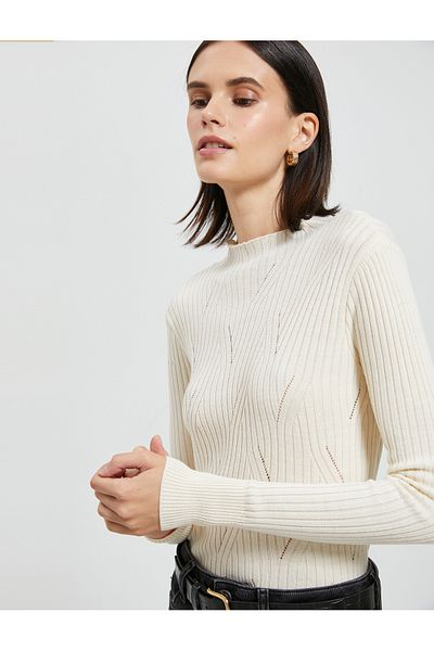 Koton Half Turtleneck Sweater Knitwear Slim Fit Cashmere Textured