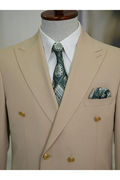 LONATOLİA Italian Style Slim Fit Beige Jacket - Premium Half Lined and Bag Pocket