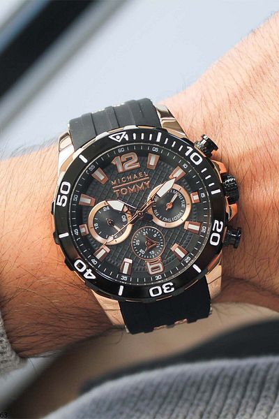 MICHAEL TOMMY Mt20308Gsyrsy63 Men's Watch with Silicone Band