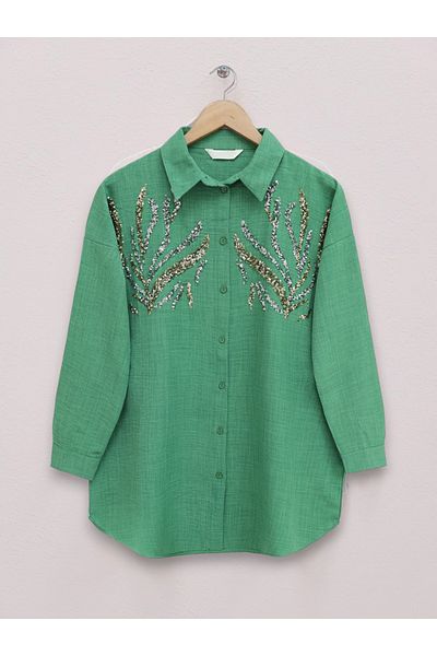 Modamorfo Long Shirt with Sequined Front