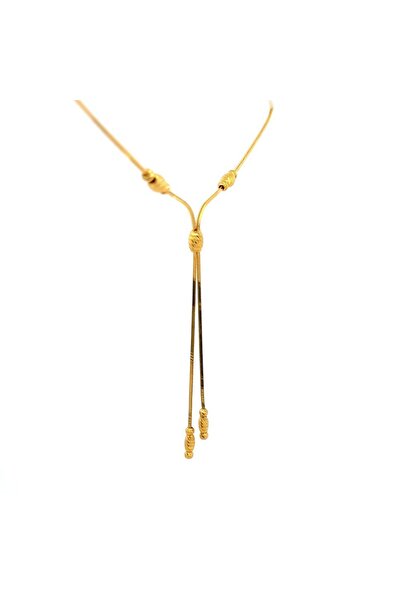 Altınöz Mücevherat Dorika Top Detaylı İnce İtalyan Zincirli Şık Sarı Altın Gerdanlık Kolye