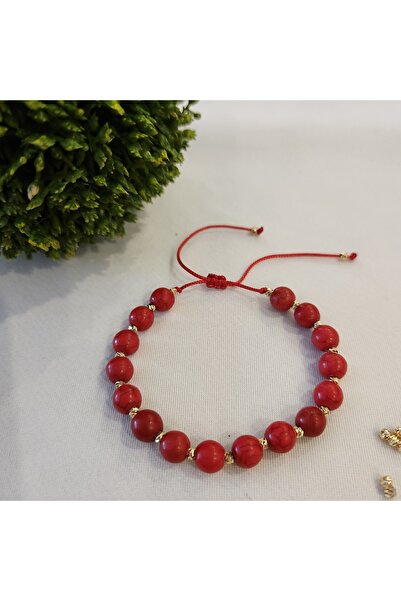 Zet Designe سوار من حجر المرجان الأحمر