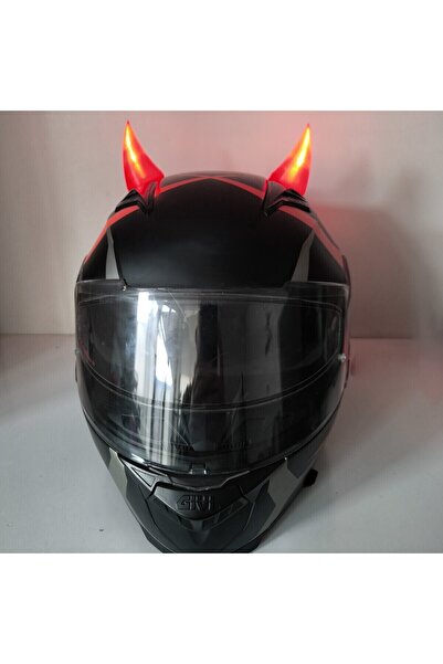 3dfabrick Motosiklet Işıklı Kask Boynuzu,ışıklı Şeytan Boynuzu Pil Dahil.-kırmızı 2 Adet