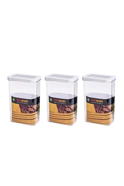 Herevin Üçlü 2,5 lt Beyaz Kapaklı Saklama Kabı
