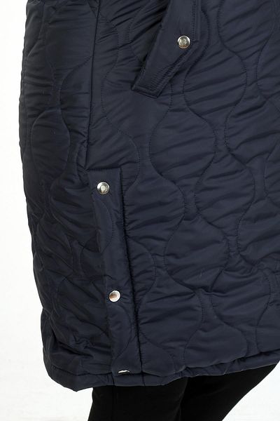 By Alba Collection Women's Navy Blue Long Woolen Quilted Plus Size Coat