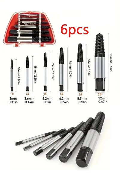 BİTERSE 6 Adet Hasarlı Vida Çıkartıcı Set Matkap Ucuna Kırık Civata ve Su Bor...