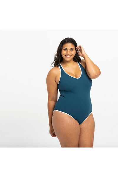 Decathlon Costum de baie Nabaiji pentru damă cu tăietură în U cu detaliu la spate - Albastru închis - Virgınıa