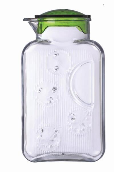 Herevin 2,2 lt Plastik Kulpsuz Sürahi Yeşil Kapaklı