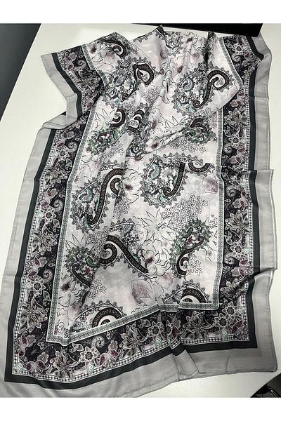 AMİNENESİL Ecru Plum Ammoninesil Moda Cashmere Μαλακό Βαμβακερό Σάλι - Ethnic Pattern